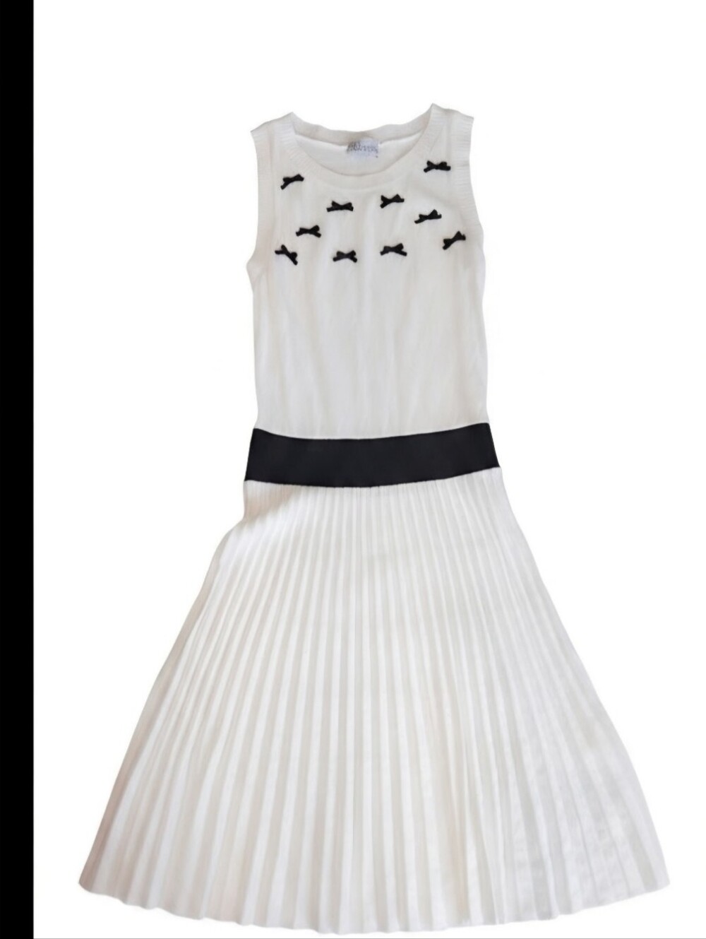 RED Valentino White Knit Shell with Black Bow Accents